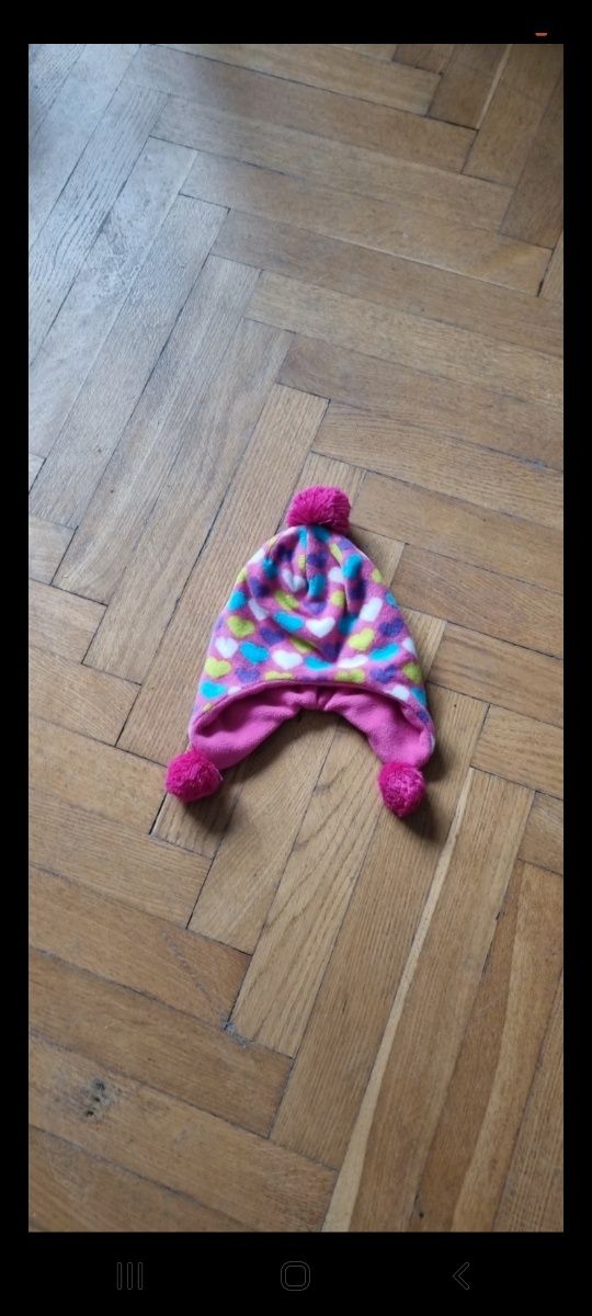 Różowy zestaw czapka i szalik dziecięcy polarowy , szalik w kolorowe s