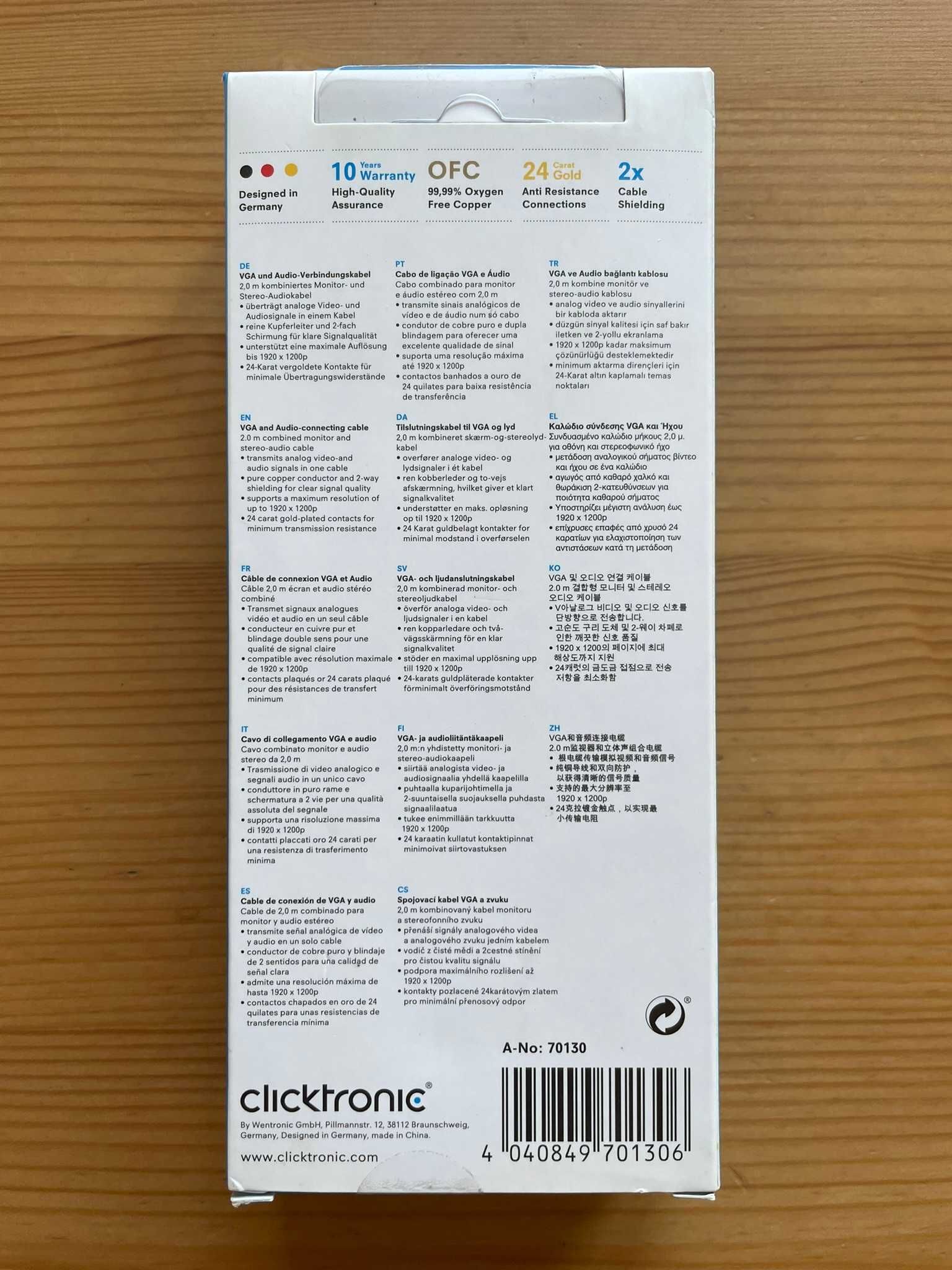 Clicktronic VGA+Audio, 2m, kabel premium