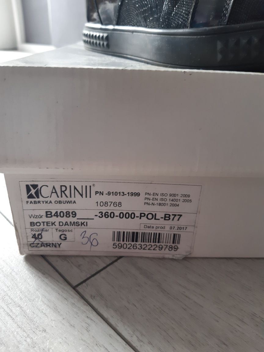 Carinii sneakersy skórzane jak nowe r. 36 botki czarne skóra na jesień