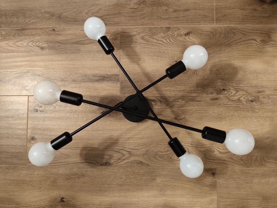 Stylowy żyrandol 6 żarówek ogromnych