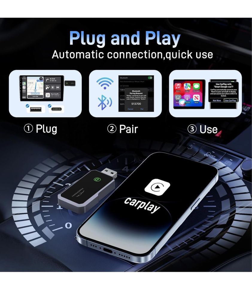 Bezprzewodowy adapter CarPlay do iPhone Apple play