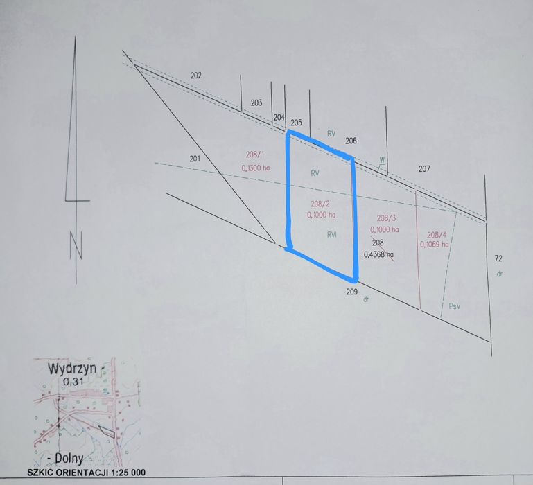 Sprzedam działkę 1000 m² Wydrzyn