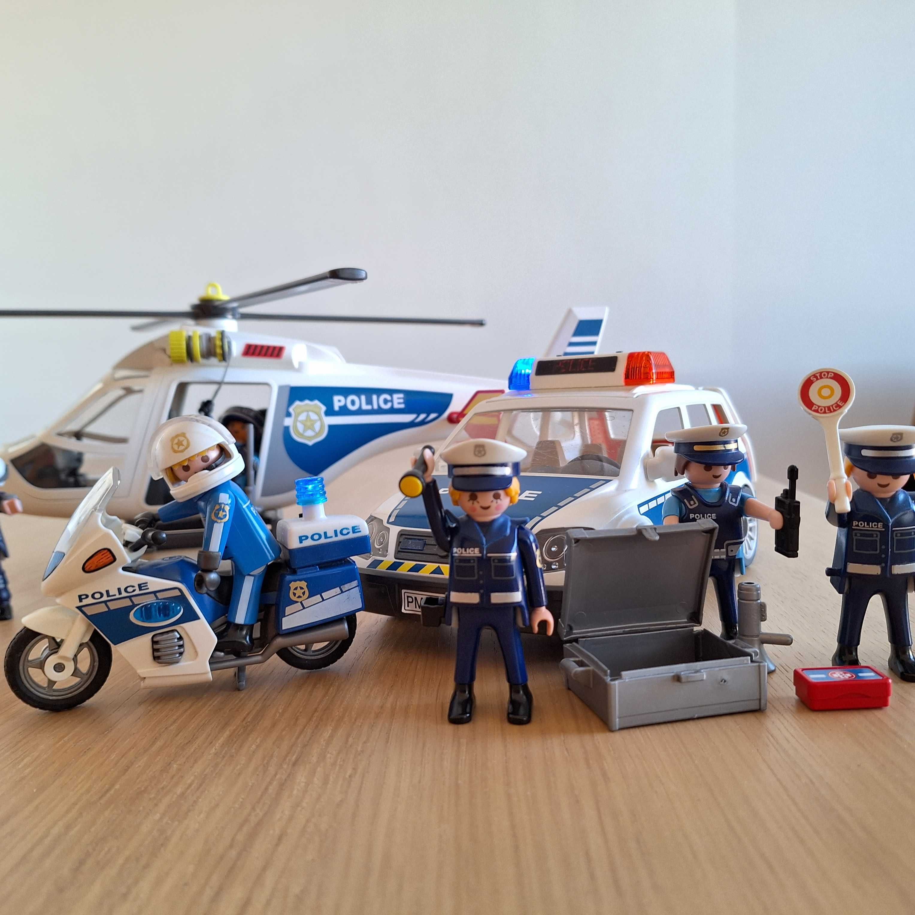 Playmobil policja helikopter motor radiowóz areszt