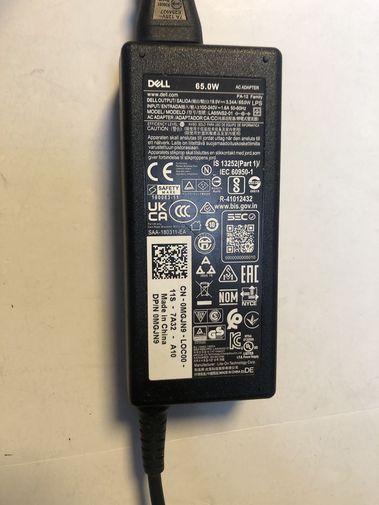 Блок живлення оригінал Dell 65W 19.5V 3.34A 4.5x3.0 тонкий XPS