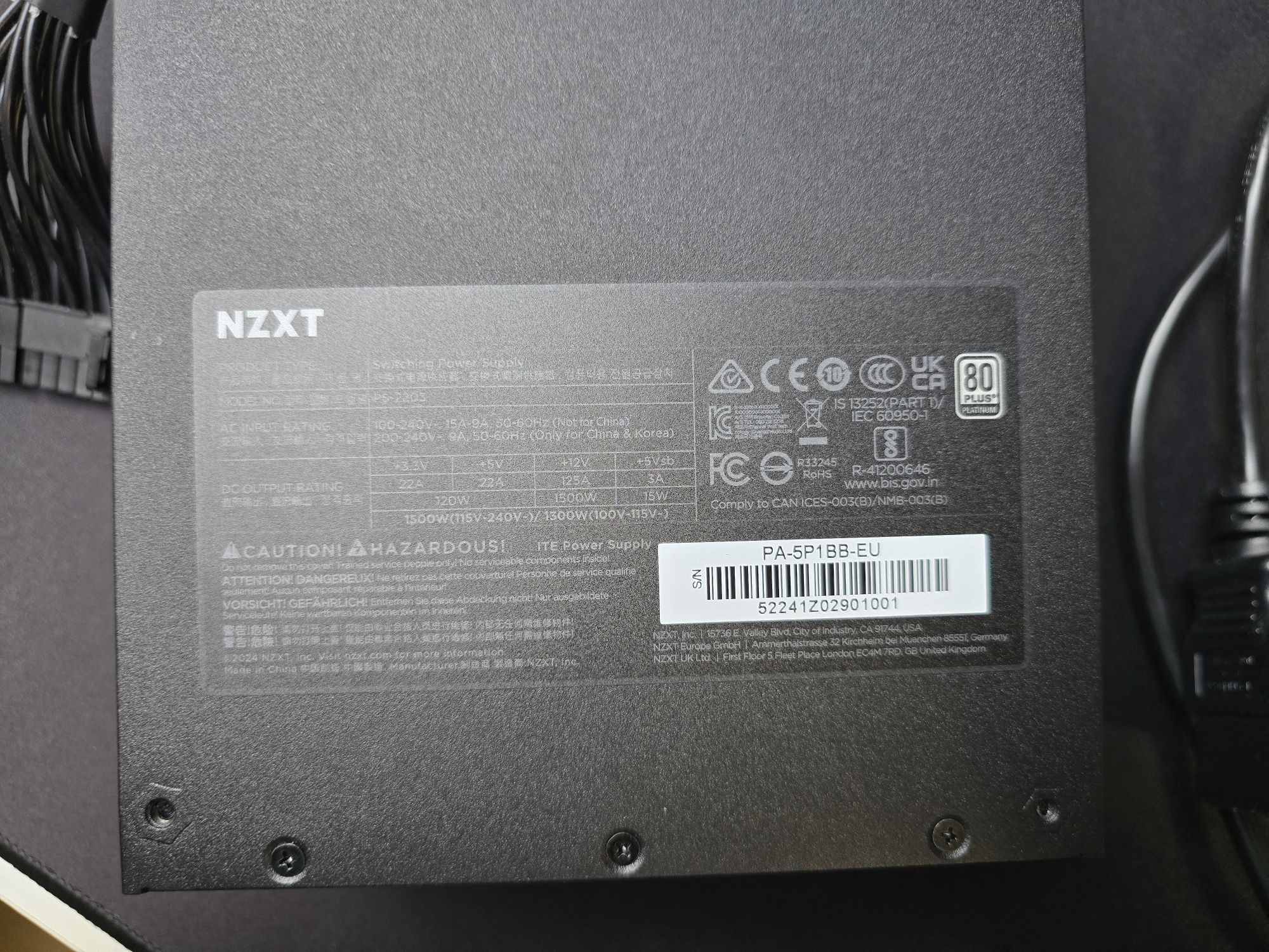 Zasilacz NZXT C1500 Platinum ATX 3.1 12V-2x6 1500W 08.2024 gwar. 9 lat