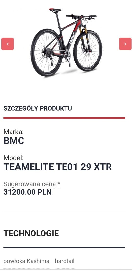 Rower BMC TEAM ELITE TE01 29 Full XTR! CARBON! Szwajcarska precyzja!!!