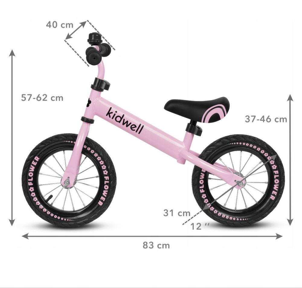 Nowy KIDWELL Rowerek biegowy dla dzieci Cruzer 12" różowy
