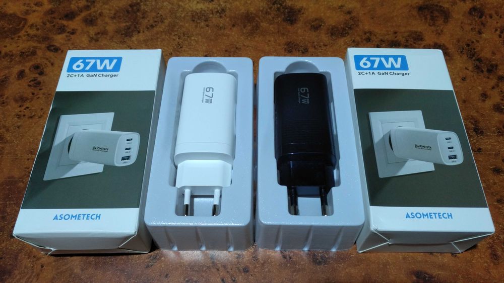 Швидка зарядка TOOCKI 67 W GaN, ASOMETECH 67 W GaN та кабель 120W