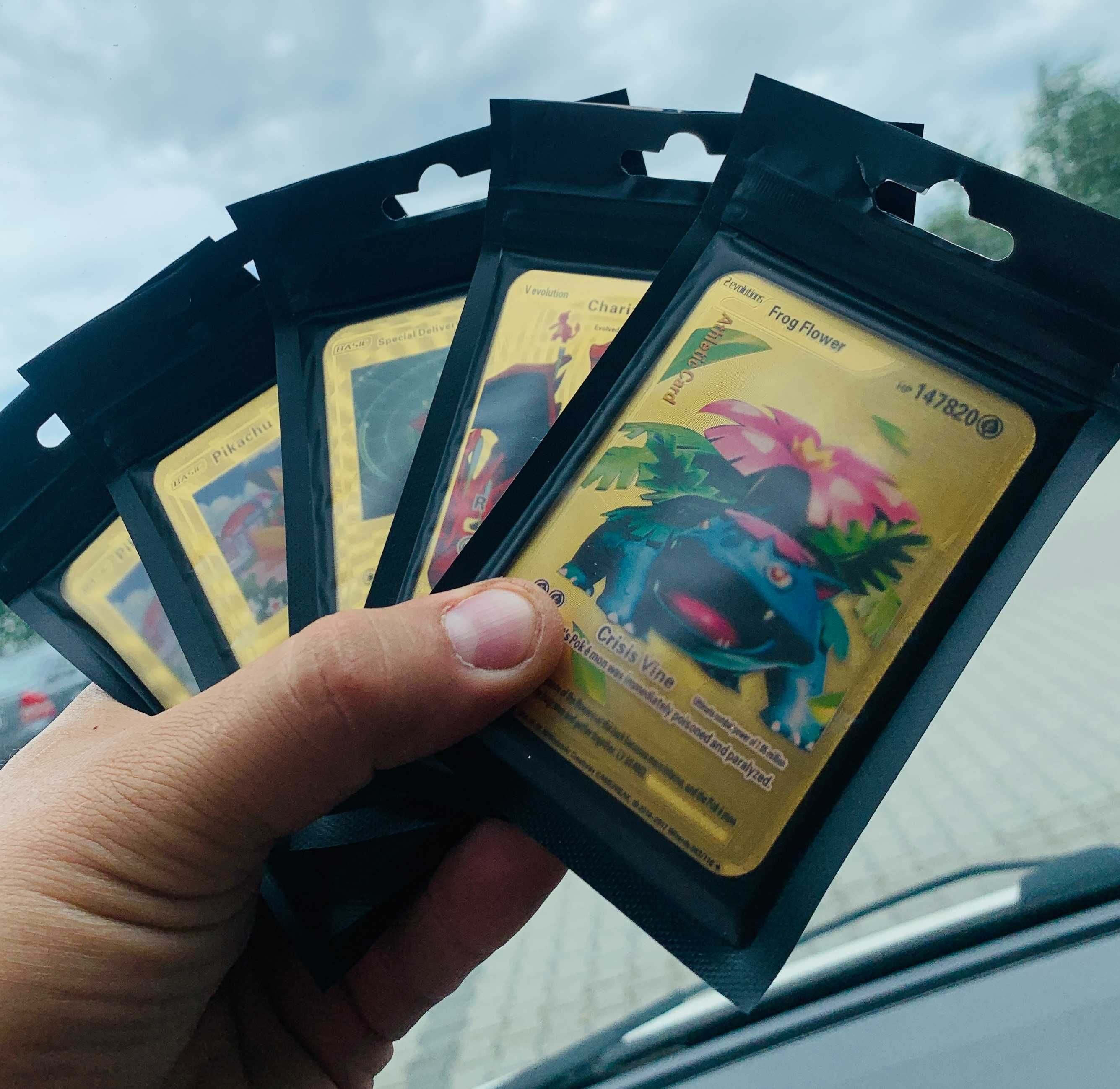 - Gold Karty Pokemon Złote metalizowane 10 kart nie srebrne czarne