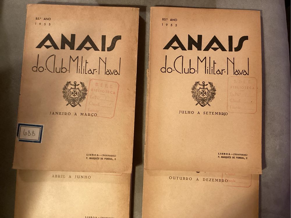 Livros Anais do Clube Militar Naval - Ano de 1955 COMPLETO com 4 Vol.
