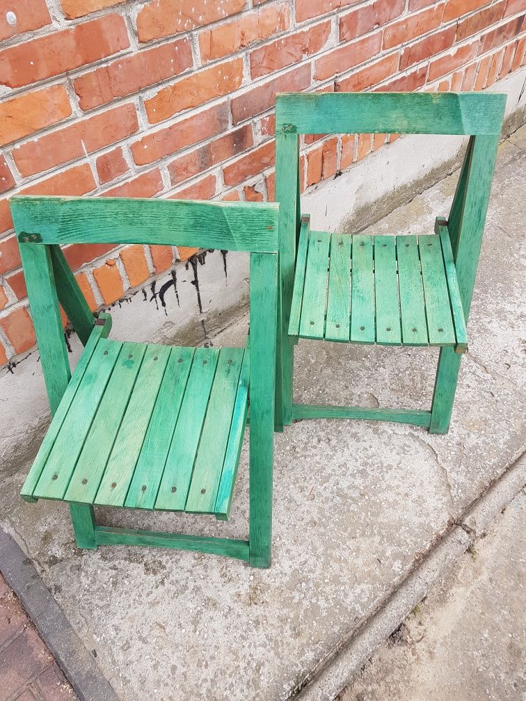 Krzesła skladane drewniane projektu Aldo Jacober lata 60/70