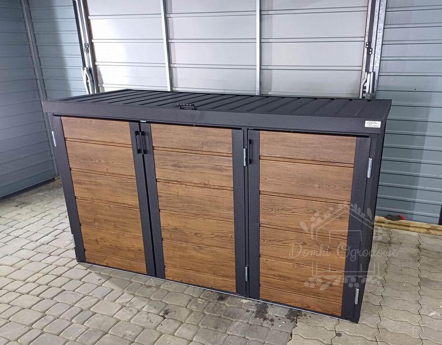 Zabudowa koszy na śmieci wiata 207x80x120 cm 3x240L GP342