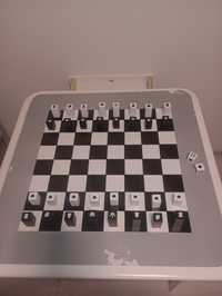 Stolik drewniany szachowy do gry w chińczyka szachy z szufladami