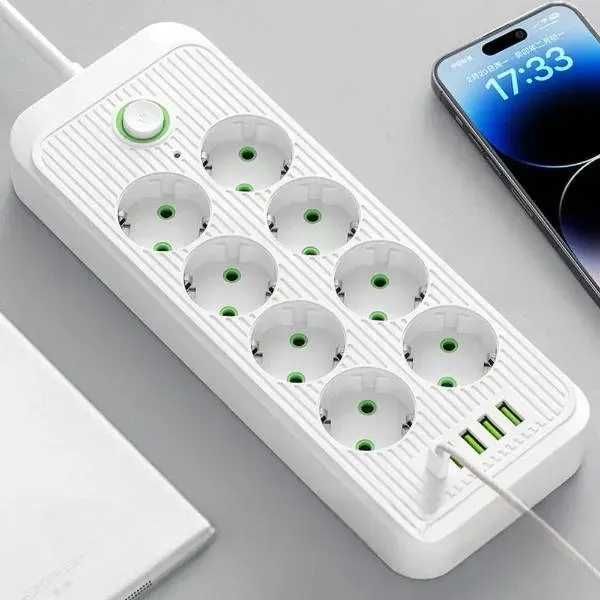 Удлинитель на 8 розеток и 4 USB сетевой фильтр переноска 3м, есть опт