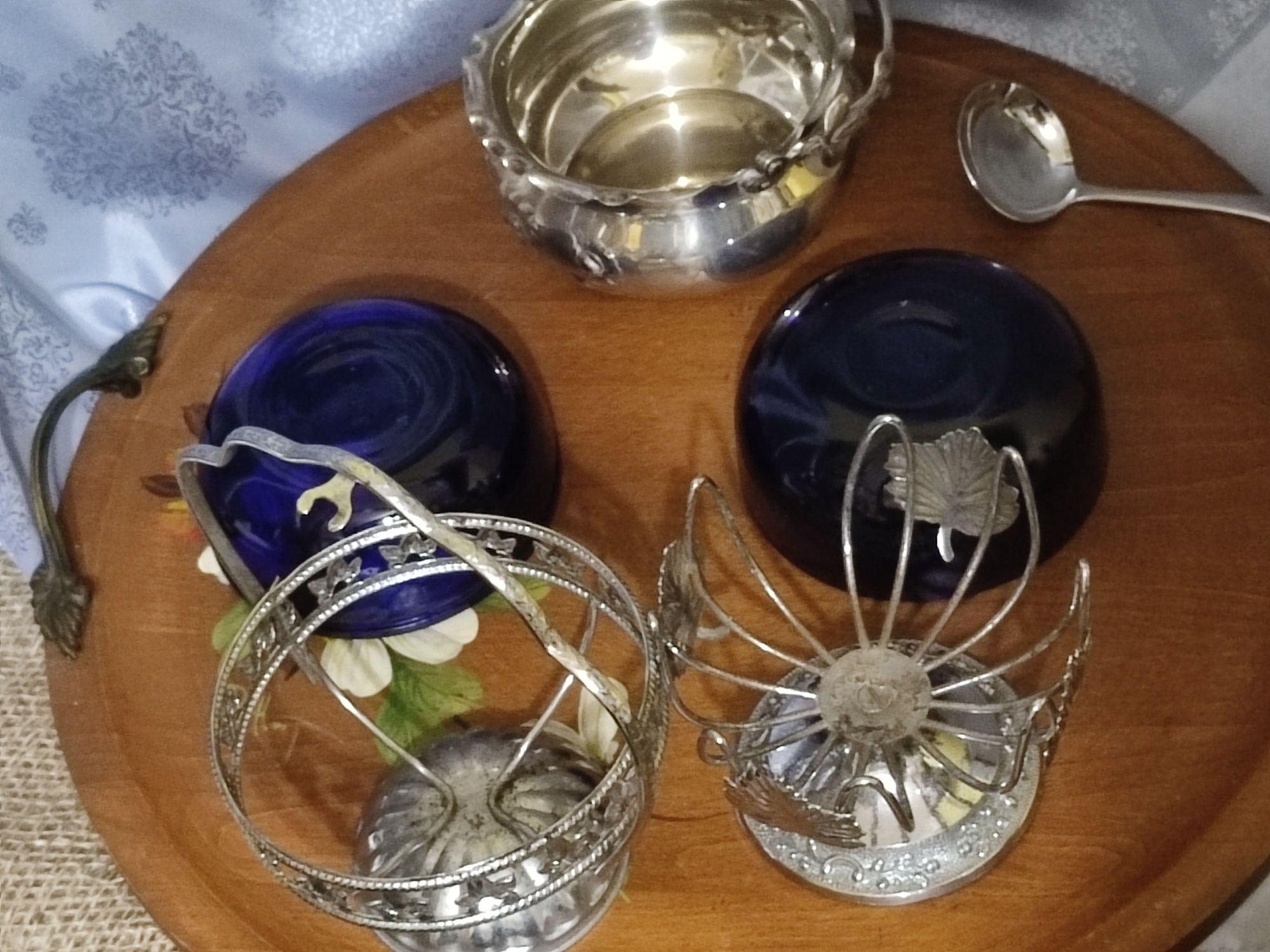 Вінтажний посуд ваза джемниця цукорниця кобальтове скло, Англія