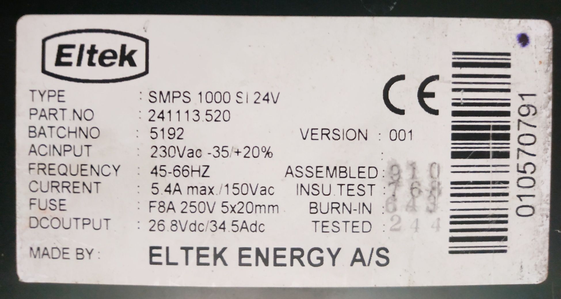 Блок живлення Eltek SMPS 1000