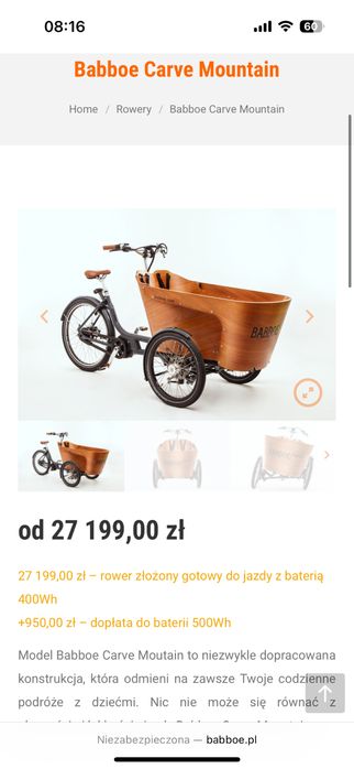 Rower Babboe carve mountain model 2024  nowy FV