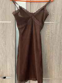Sukienka na ramiączkach z firmy H&M rozmiar XS kolor brązowy