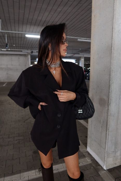 Komplet AFFECT czarny LA MANUEL Koszula + szorty Xs/S