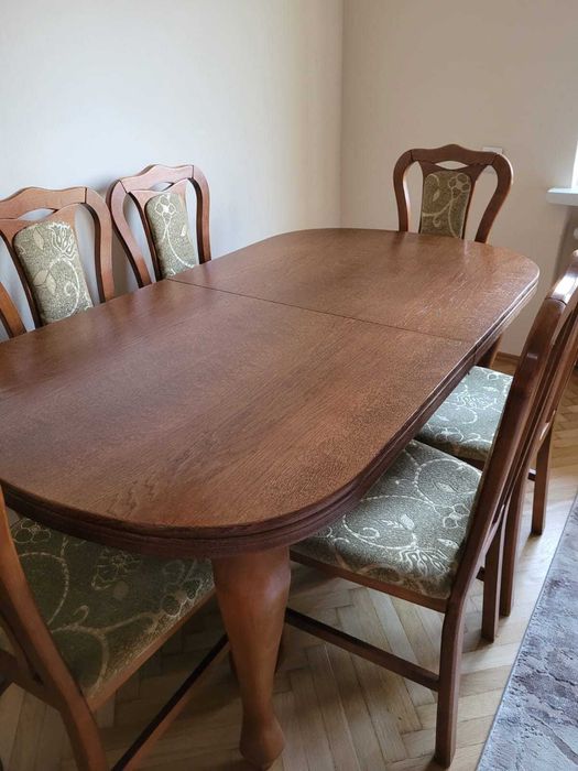 Stół drewniany dębowy lite drewno dąb stół z krzesłami 6 krzeseł