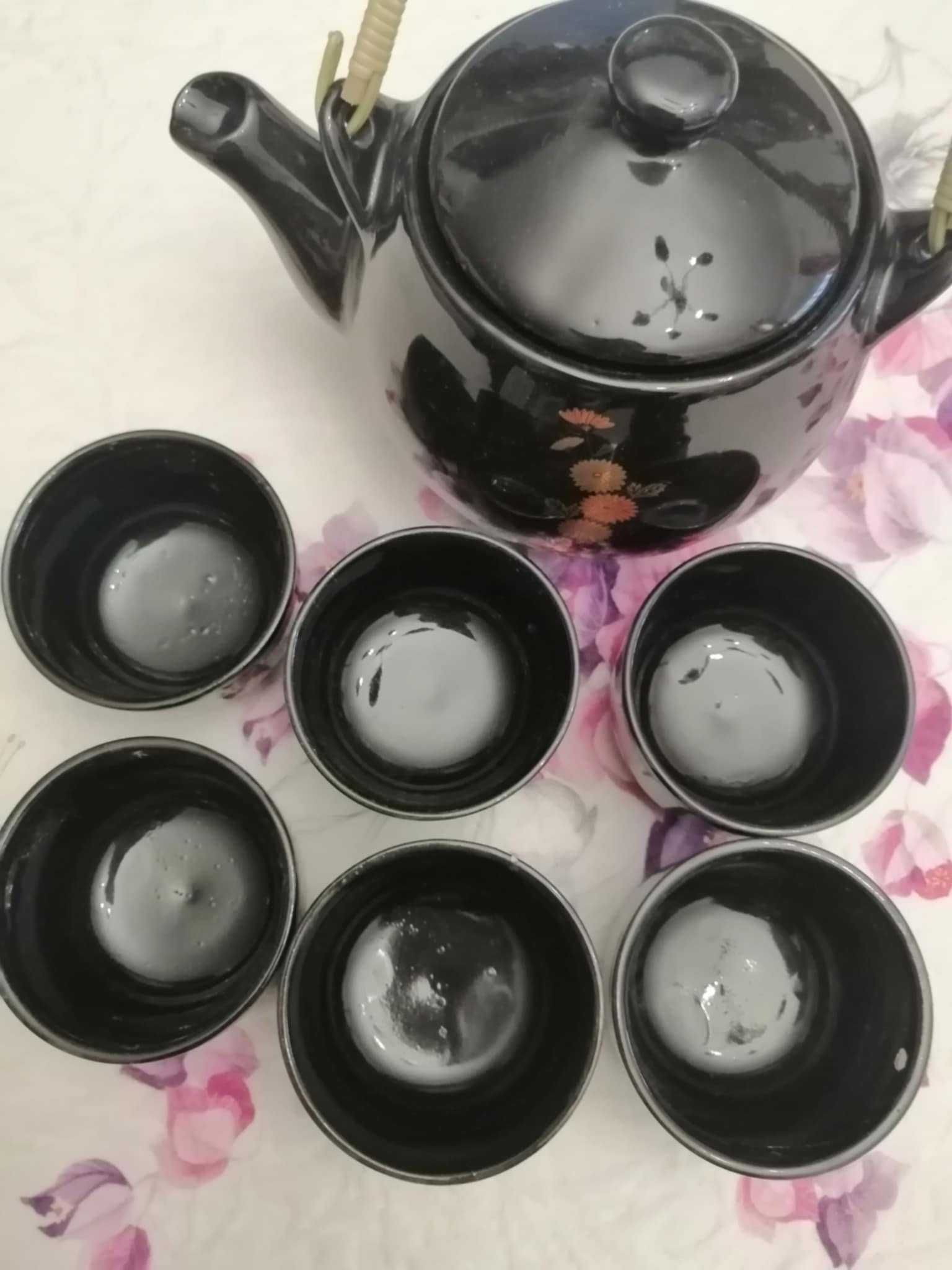 Bonito bule com 6 taças para chá de estilo oriental