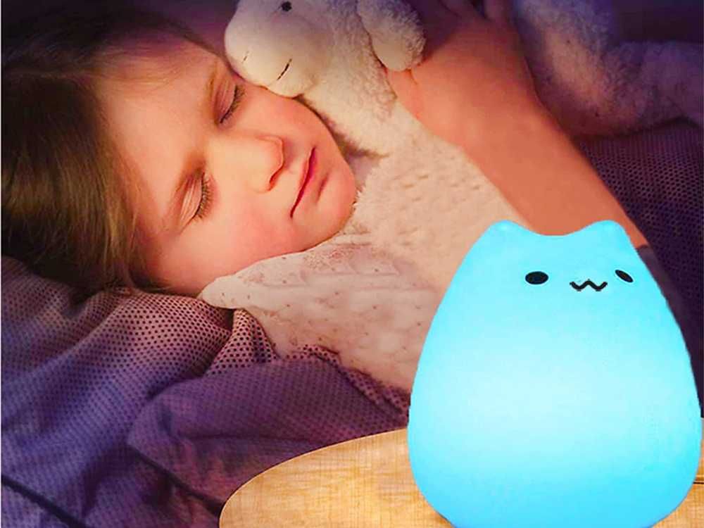 Lampka nocna dla dzieci LED silikonowa RGB dotykowa miękka przytulanka