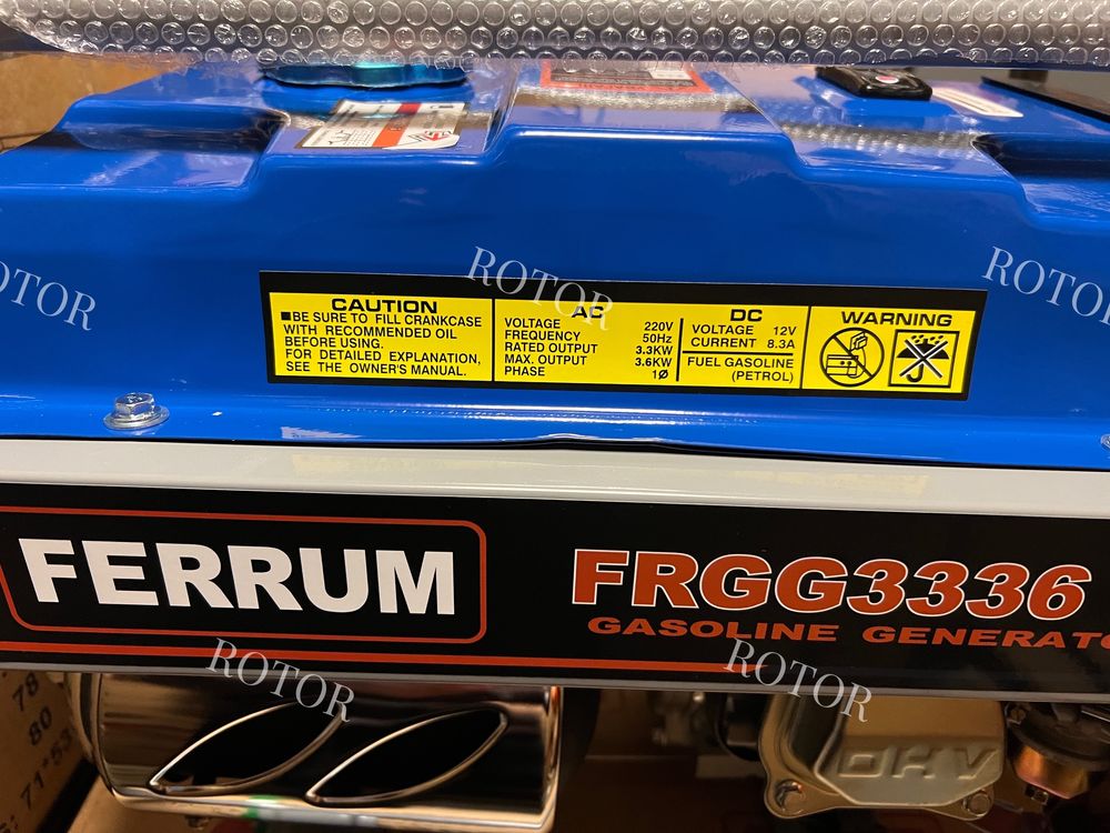 Генератор бензиновый однофазный Ferrum FRGG 3336 3.3 кВт Медь!