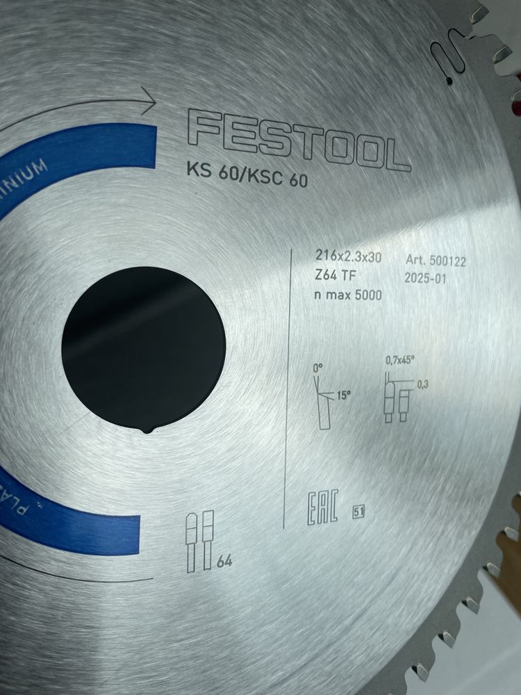 Tarcza pilarska FESTOOL Aluminium/Plastics HW 216x2,3x30 TF64