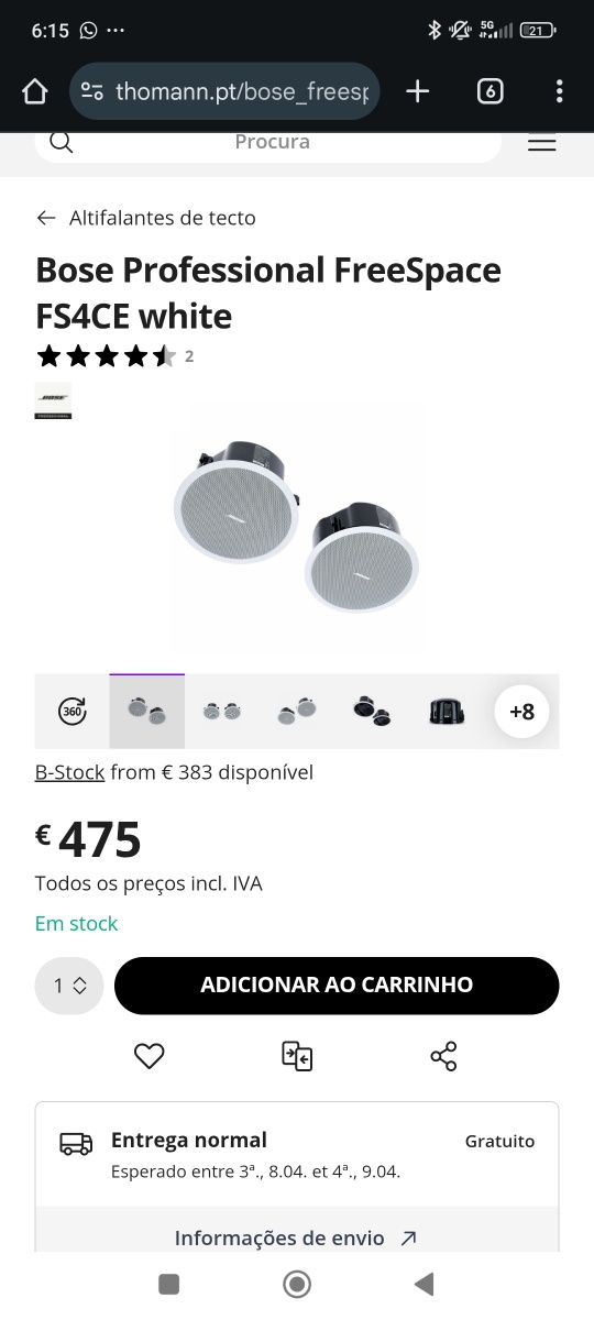 Colunas Bose Flush Mount Loudspeaker