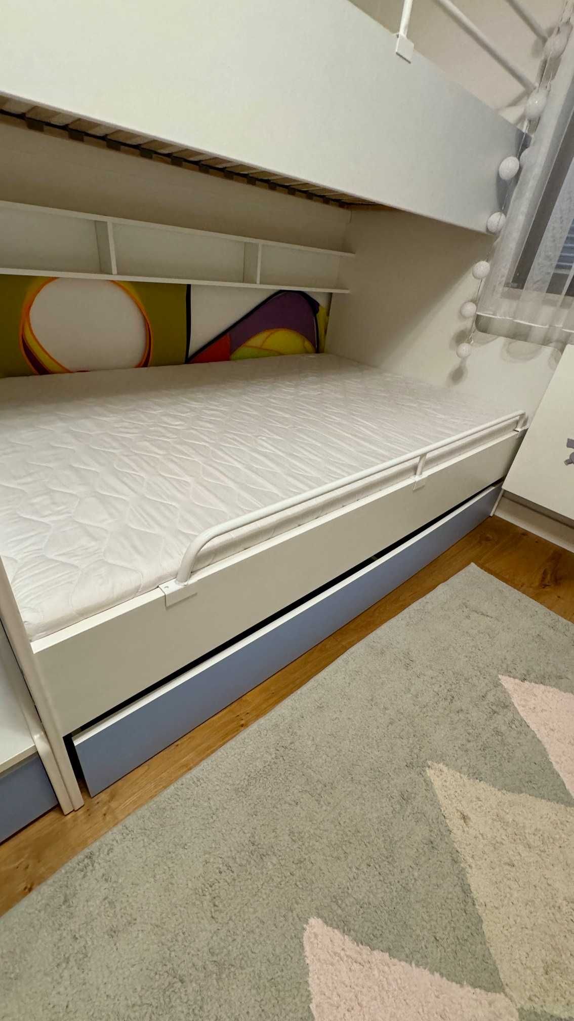 Łóżko piętrowe dziecięce ze schodami  125 x 243,5 cm zestaw