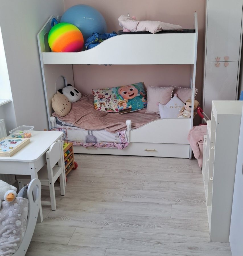 Łóżeczko piętrowe Domek + Drabinka i Materac