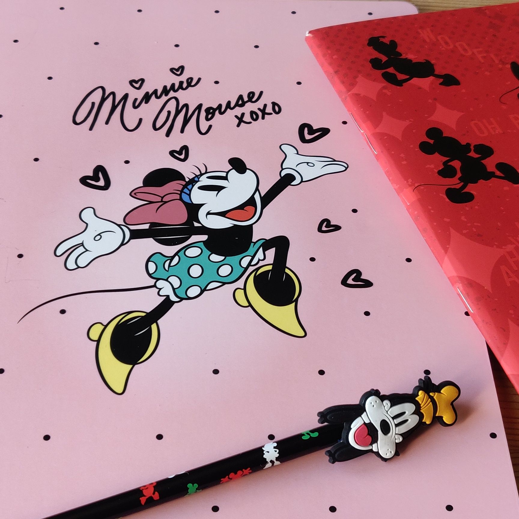 Zestaw, komplet: 2 zeszyty, ołówek, fiszki z myszką Mickey i Donaldem