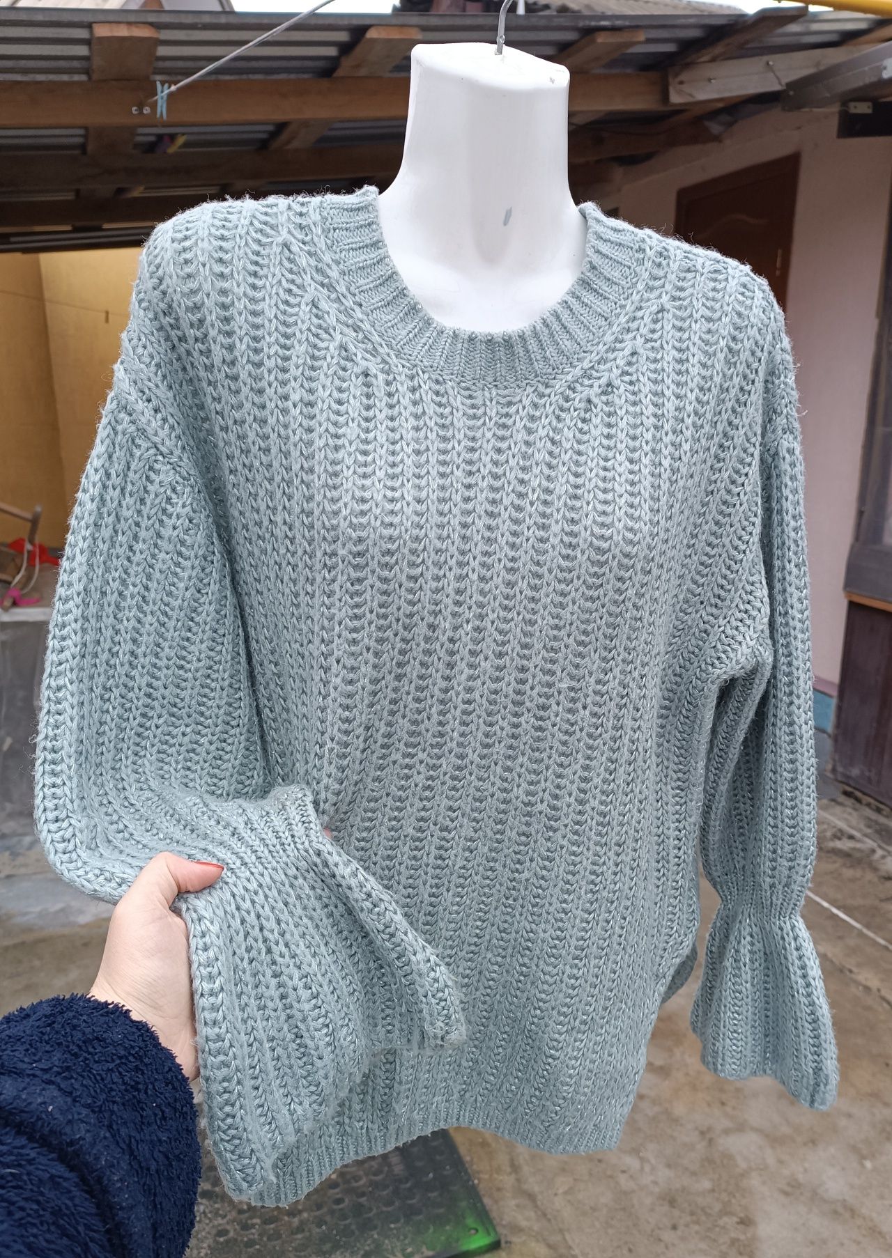 Женский свитер, вязаный свитер,тёплый свитер,мятный свитер,зимний