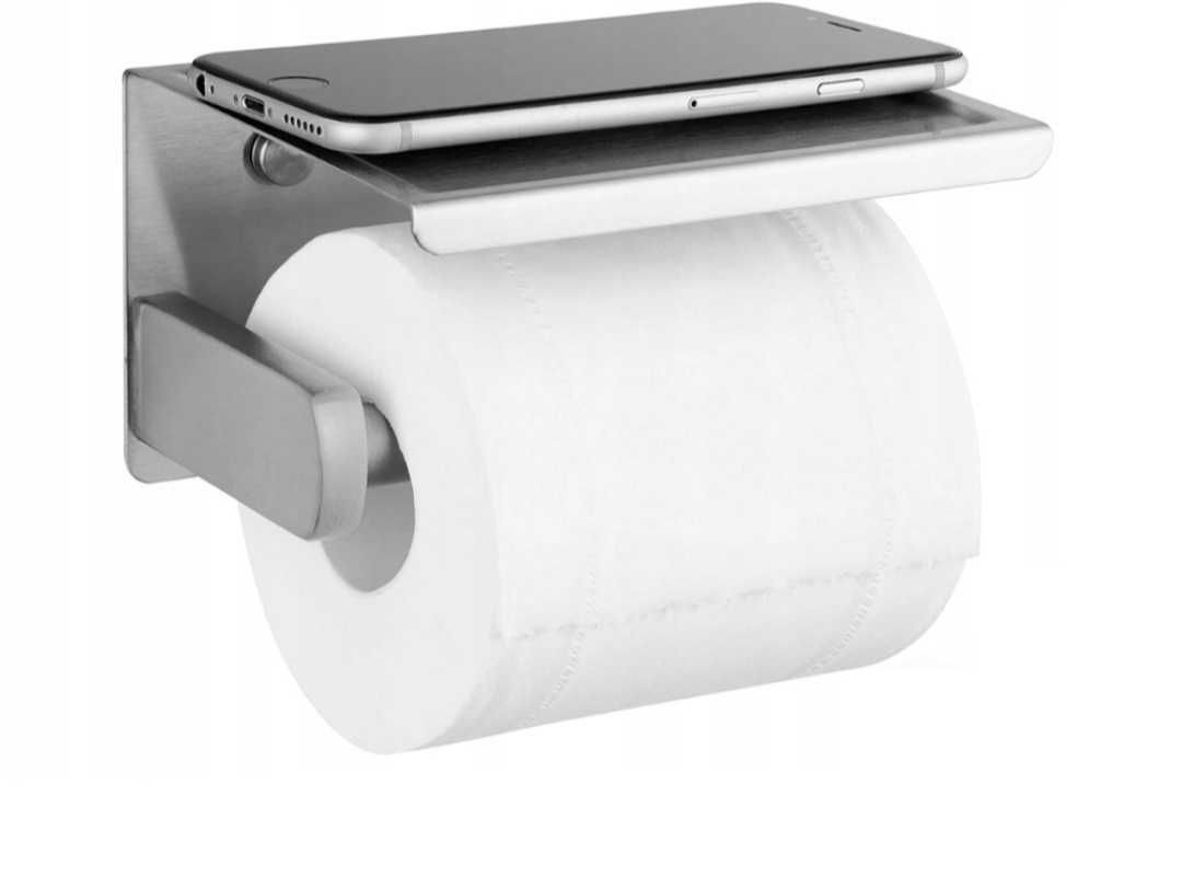Uchwyt na Papier Toaletowy Z Półką Chrom Loft WC