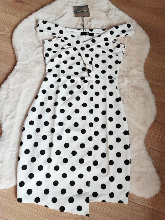 Nowa sukienka w grochy Missguided S36 wesele chrzciny impreza