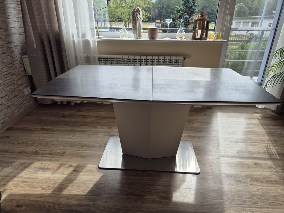 Stół szklany rozkładany 160(210)/95 + 6 krzeseł