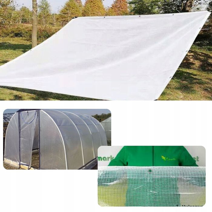 PLANDEKA BIAŁA 8x10m 100g Przezroczysta zbrojona UV Wodoodporne