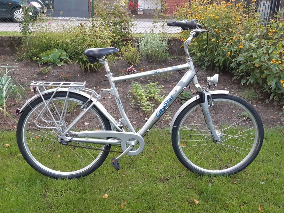 DUŻY Rower Męski City Star 7 bieg Aluminiowy Amortyzowany koło 28