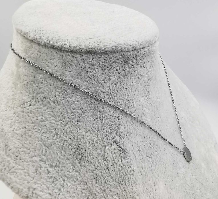 Celebrytka srebrna stal chirurgiczna blaszka z cyrkonią