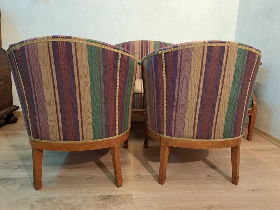 Sofa kanapa fotele wypoczynek Ludwik Filip francuski jedwab XIX