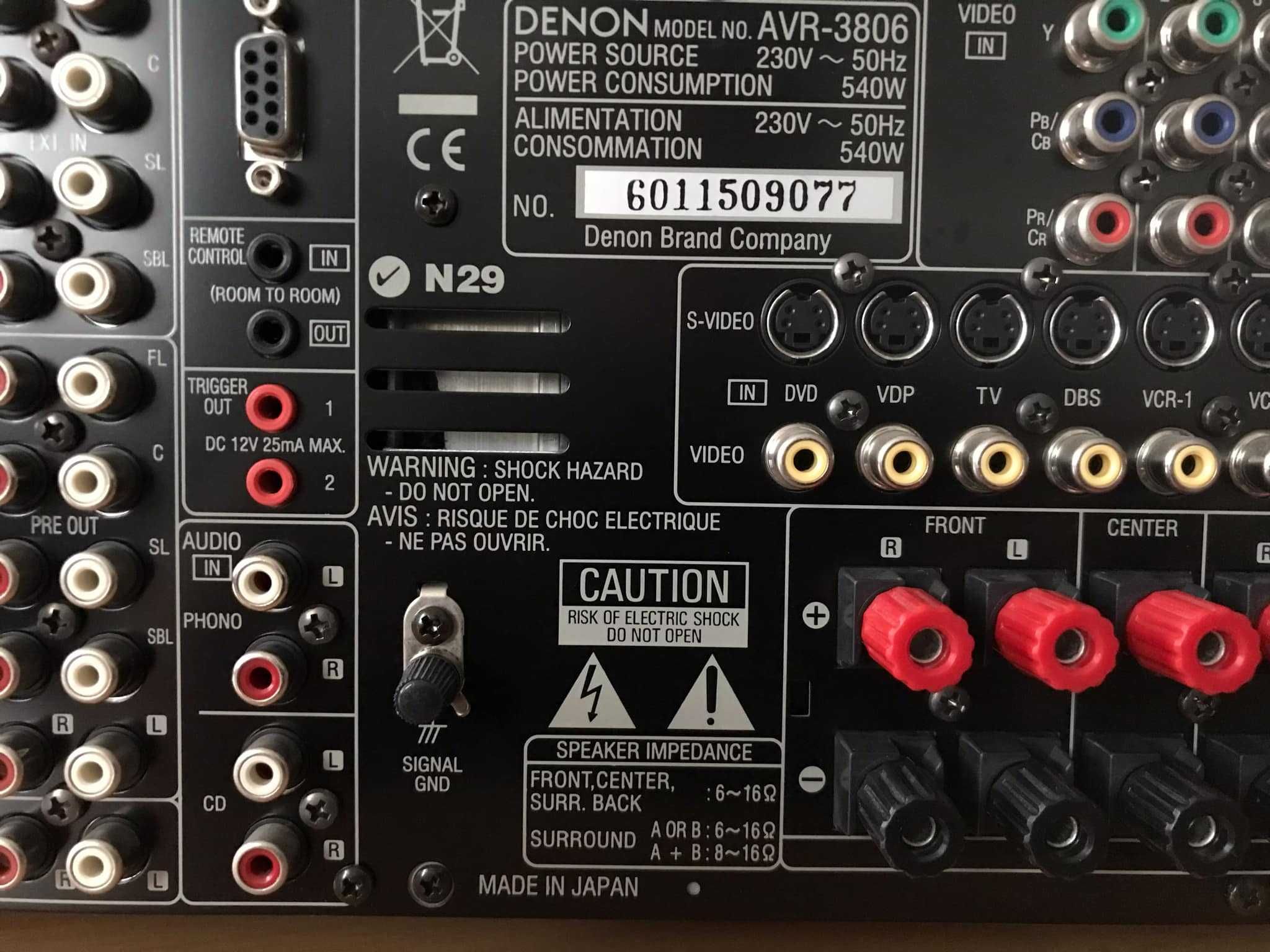 Amplituner 7.1 DENON 3806 pierwszy właściciel, komplet stan gabinetowy
