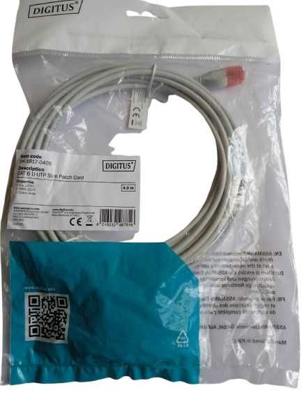Kabel sieciowy DIDITUS CAT 6 U-UTP Patch Cord RJ45 dł. 4m szary