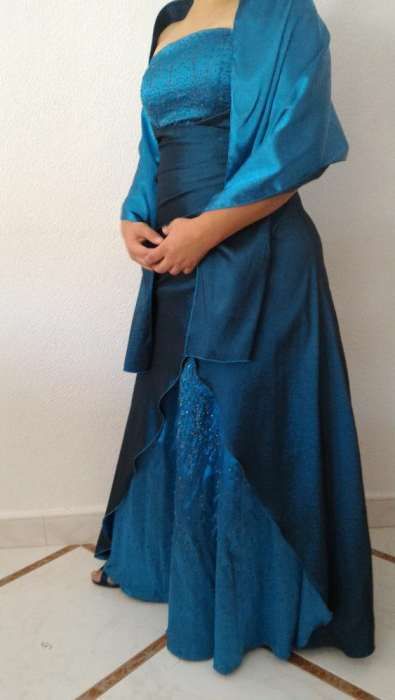 Vestido Azul com Missangas para Cerimónia, Gala, Festa ou Baile