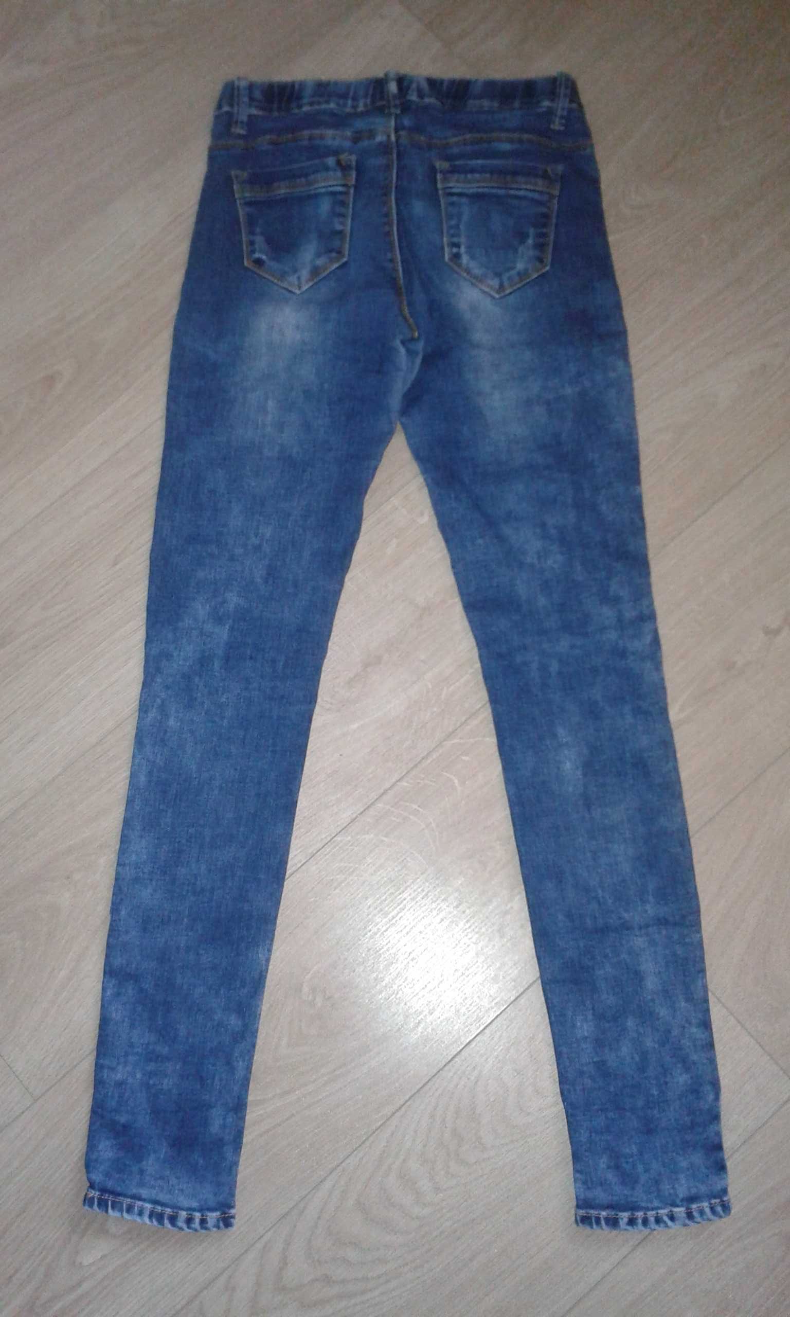 Spodnie jeansowe XS/S 34/36 Skinny Dżinsy rurki z przetarciami damskie