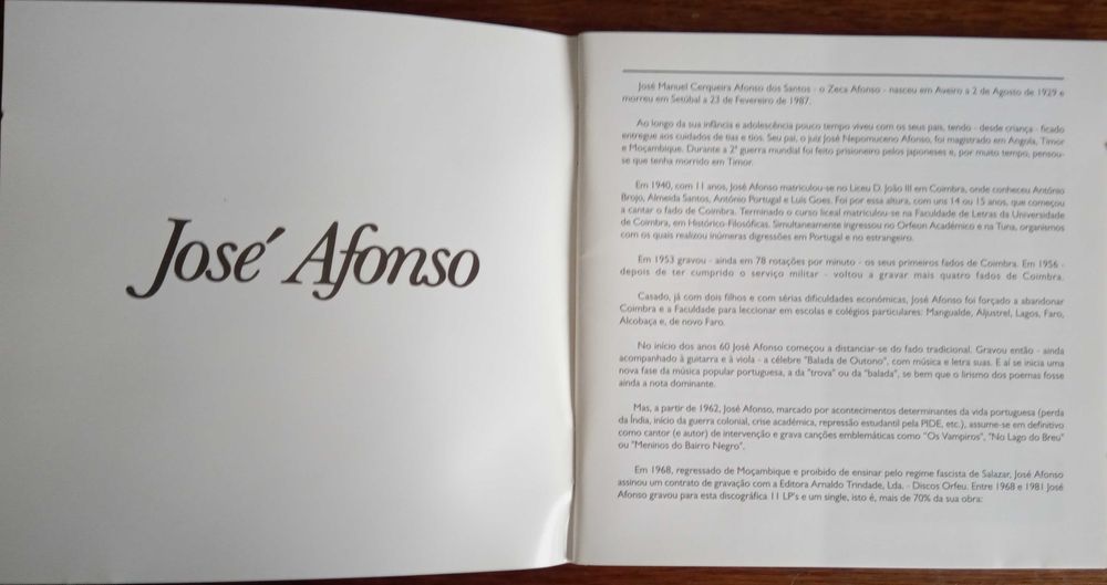 José Afonso	- - - - -		José Afonso	- - - - -	2 X CD