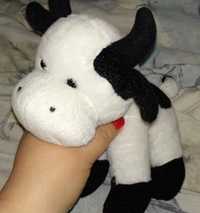 мягкая игрушка плюшевая белая черная корова бык