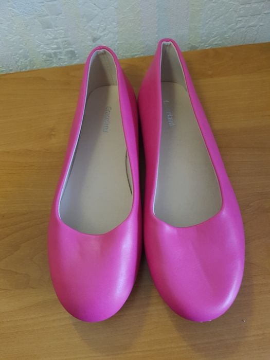 Балетки женские розовые,  кожа