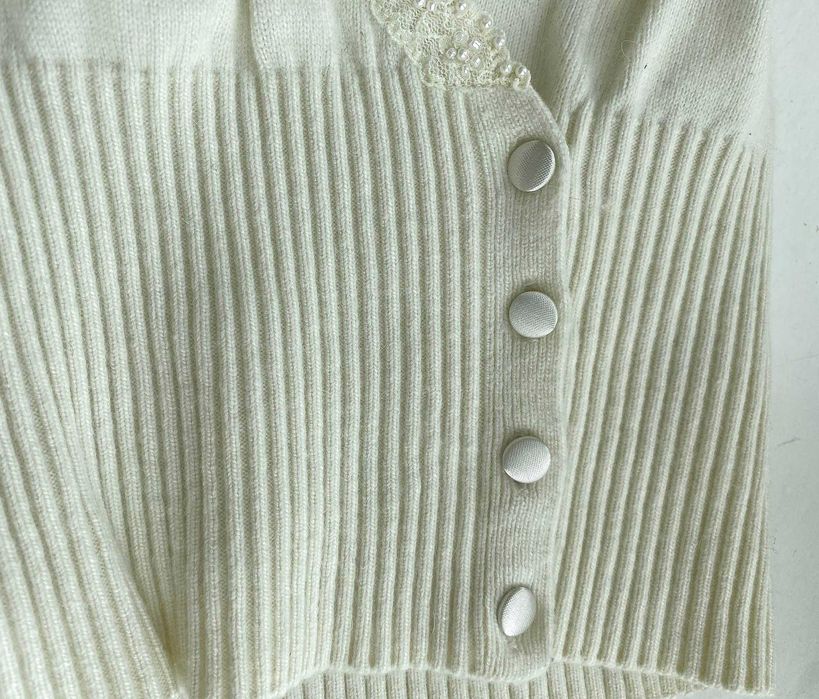 Кофточка для нареченої, ангора, кашемір, вишивка бісером, р.46.