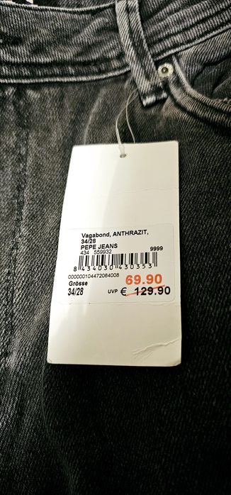 Nowe czarne męskie spodnie Pepe Jeans, rozmiar 34/28