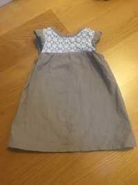 Sukienka beżowa z koronką, Topomini, rozmiar 80